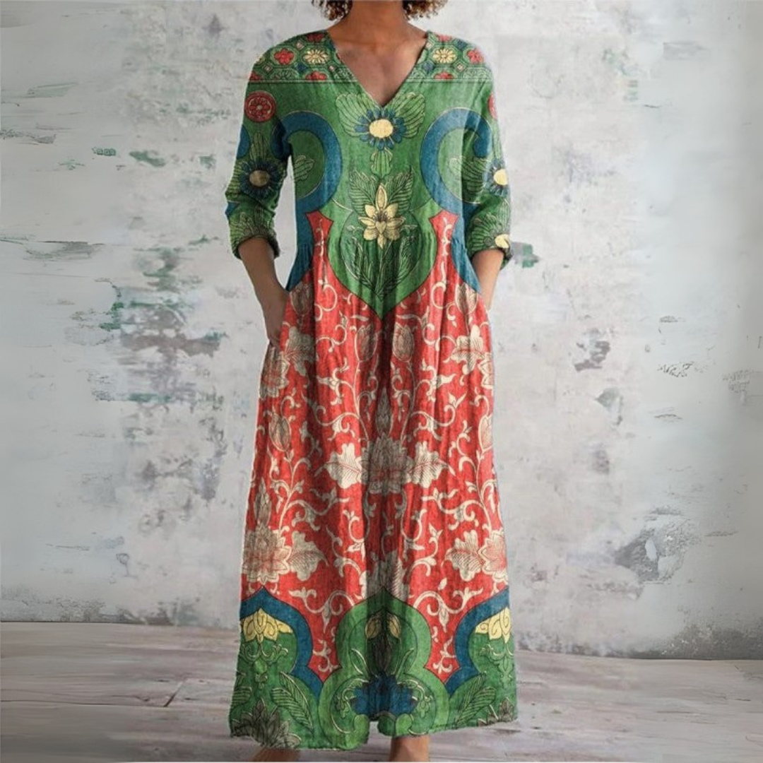 Judith | Retro Kwiatowa Sukienka Maxi