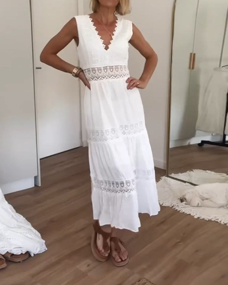 Aurélie™ | Elegancka Sukienka Koronkowa z Dekoltem w Serek